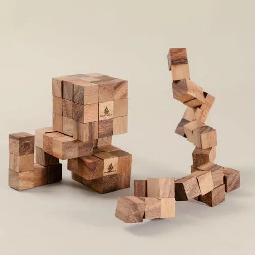 Vista 3 de SiamMandalay Rompecabezas de cubo de serpiente: rompecabezas de madera 3D para adultos STEM Skill Builder juego entrelazado, juego educativo