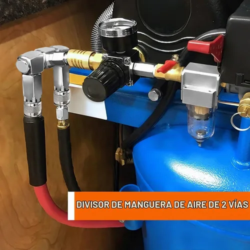 Vista 6 de FIXSMITH Conector de manguera de aire: divisor de manguera de aire de 2 vías, 1/4 en NPT, accesorios para compresores de aire, conectores giratorios
