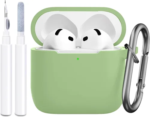 Vista 40 de Funda compatible con AirPods de 4ª generación, funda de silicona protectora suave con kit de limpieza, accesorios para Apple AirPods 4 Gen 2024, LED