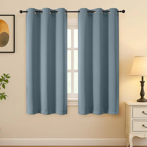Vista 215 de Simplebrand Juego de 2 paneles de cenefa aguamarina para ventana de cocina de 14 pulgadas de largo, cortinas de oscurecimiento de habitación