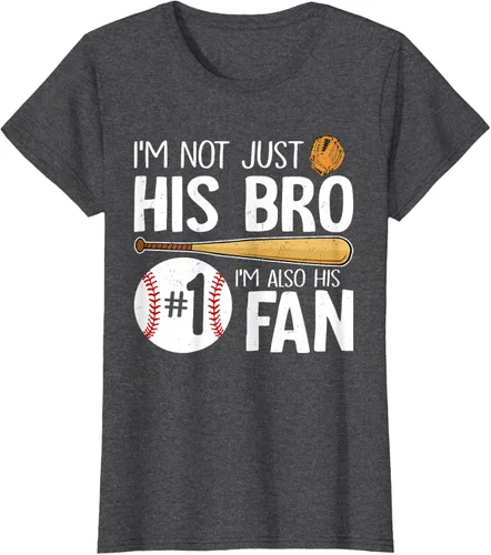 Vista 7 de Camiseta Baseball Brother I'm Not Just His Bro I'm His Number One Fan, Negro
