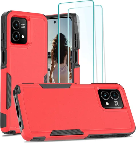 Vista 61 de Jeylly para Moto G Stylus 5G 2021 Funda con [2 Pack] Protector de Pantalla de Vidrio Templado, Protección Grado Militar Anti-Arañazos, Funda A