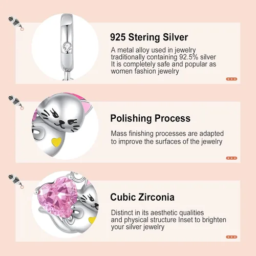 Vista 4 de Annmors Dijes de plata de ley 925 con circonitas cúbicas 5A para mamá, familia, amor, para pulseras europeas, regalo de Navidad para mujeres y niñas