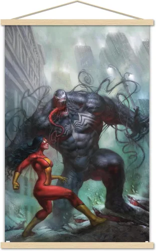 Vista 15 de Trends International Marvel Comics-Spider-Woman-Venom #161 - Póster de pared, 14.725 x 22.375 pulgadas, versión enmarcada de madera de granero