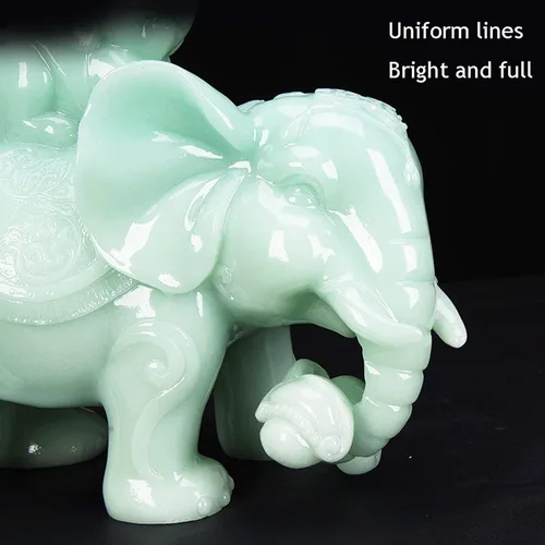 Vista 3 de Estatua de elefante de la Fortuna, decoración de escritorio de piedra de jade, decoración del hogar, decoración de oficina, estatua de la suerte
