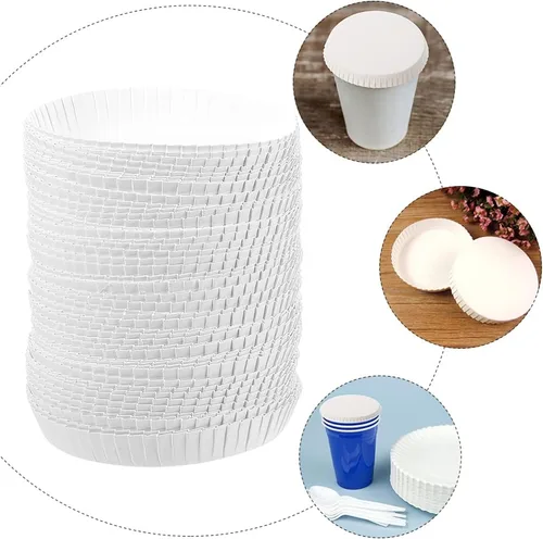 Vista 6 de Cabilock Fundas desechables para tazas, 100 unidades, tapas de papel de 2.55 pulgadas, tapas calientes para café, té, jugo en hoteles, restaurantes