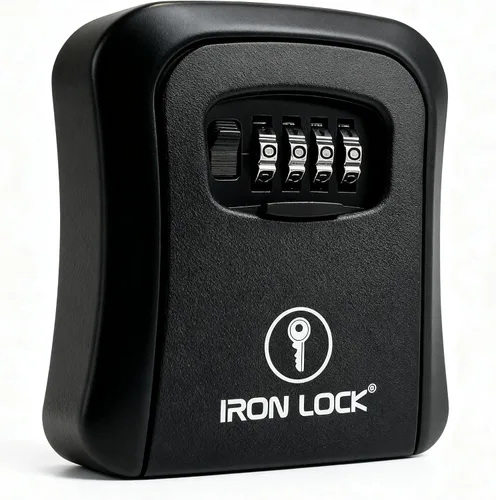 Vista 13 de Iron Lock® - Caja de bloqueo de llave pequeña para montaje en pared con código, para exteriores (negro) 10,000 resettable combos, no app or dead