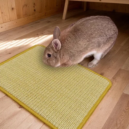 Vista 6 de DYAUS Bunny Scratch Pad, Natural Sisal Rabbit Scratching Mat for Claws and Teeth Care, Indoor Bunny Chew Toys Bunny Bed for Biting Sleeping Nesting