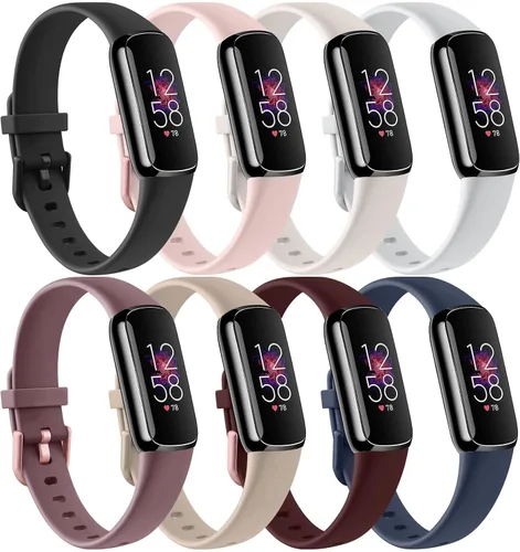 Vista 10 de 8 Pack Bands Compatible with Fitbit Luxe Bands for Women Men, Soft Silicone Wristband Replacement Strap for Fitbit Luxe Fitness and Wellness Tracker