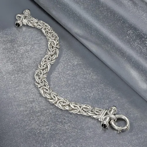 Vista 5 de Ross-Simons Sterling Silver Byzantine Bracelet With Black Onyx