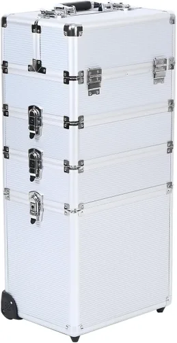 Vista 7 de Estuche de maquillaje 4 en 1, estuche de maquillaje rodante, estuche de maquillaje rodante, organizador de viaje de maquillaje, organizador de viaje