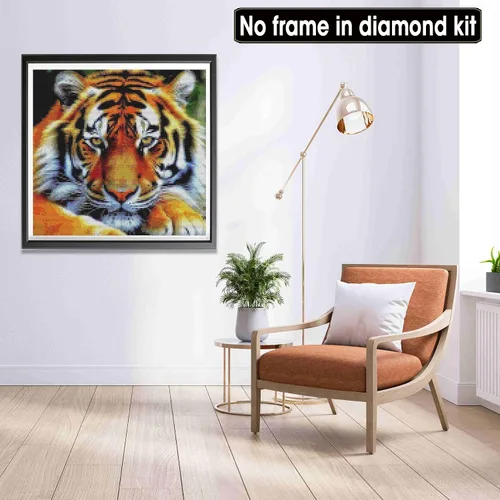 Vista 2 de LOMSIOY Kits de arte de diamantes 5D para adultos, kits de pintura de diamantes de tigre para principiantes, arte de diamantes de imitación