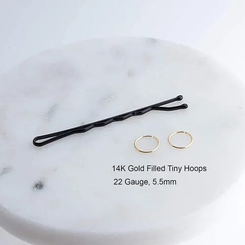 Vista 43 de Aretes de aro dorados y plateados para cartílago, nariz, tabique, oreja, hélix, tragus, joyería para mujer, hipoalergénicos, pequeños aros