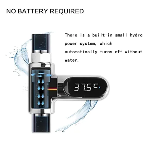 Vista 6 de Termómetro de ducha, indicador de temperatura de agua con pantalla LED 360 para baño de bebé