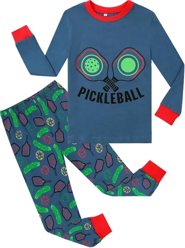 Vista 7 de A&J DESIGN Pijamas Deportivos de Algodón para Niños de 2-14 Años, Juego de Pijamas de 2 Piezas Marrón (Brown Football)