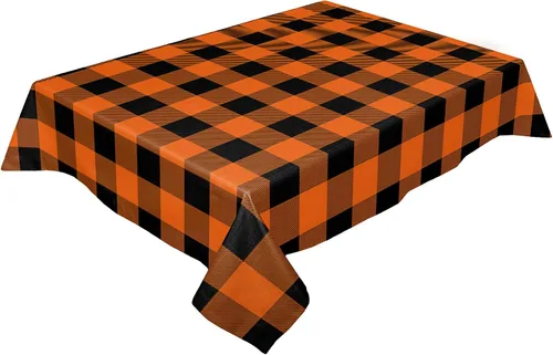 Vista 19 de Mantel rectangular de Acción de Gracias, mantel rectangular de calabaza naranja de 60 x 102 pulgadas, manteles de hojas de arce otoñales, mantel