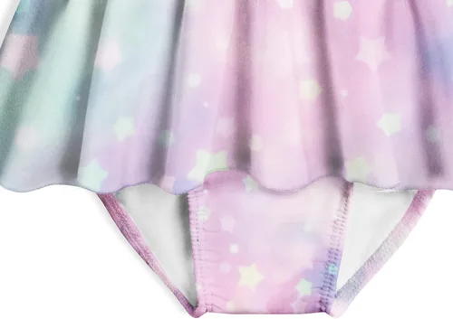 Vista 4 de MACCHO Traje de baño de una pieza de princesa para niñas, traje de baño con volantes, tankini de 2 a 8 años