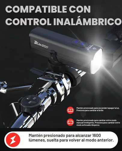 Vista 2 de TOWILD DLite1800 Bike Lights for Night Riding,1800LM Dual Light Source System,Compatible with Garmin/GoPro Mount,5000mAh Rechargeable