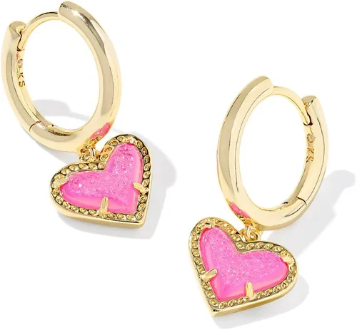 Vista 9 de Kendra Scott Ari Aretes de botón en forma de corazón para mujer, joyería de moda ORO - BRILLANTE AQUA DRUSY