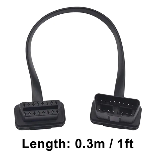 Vista 7 de Duttek Cable de extensión OBD2 plano delgado de 1 pie/11.8 in, 16 pines macho a hembra OBD II extensor de puerto para escáner de diagnóstico, lector