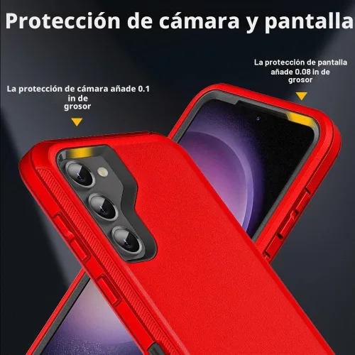 Vista 3 de Funda para Samsung Galaxy S23 con 2 protectores de pantalla de vidrio templado y 1 protector de lente de cámara, 3 en 1 resistente a prueba