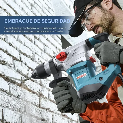 Vista 6 de ENEACRO - Taladro de martillo giratorio de 1-1/4 pulgadas SDS-Plus de 13 A, embrague de seguridad 4 funciones con control de vibración incluyendo