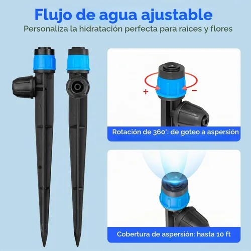 Vista 3 de Goteros de riego por goteo ajustables de 1/4 pulgadas para sistema de riego de jardín, paquete de 20
