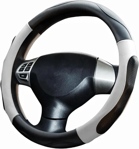 Vista 18 de Moyishi Funda de cuero superior para volante, ajuste universal, suave y transpirable, color negro