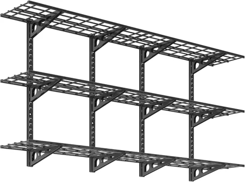 Vista 10 de FLEXIMOUNTS - Estantes de pared 12x36inch per Shelf Garage Floating Shelves, Heavy Duty Wall Mounted Shelve, 600lbs Weight Capacity, Black