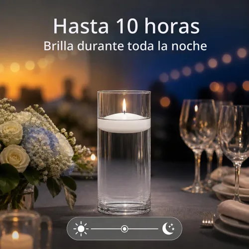 Vista 3 de yummi Juego de 18 velas flotantes y jarrones cilíndricos, color blanco