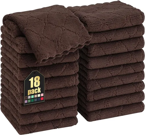 Vista 16 de Homaxy - Paquete de 12 trapos de cocina (13 x 19 pulgadas, marrón), de terciopelo coral supersuaves y absorbentes para lavar platos, paño