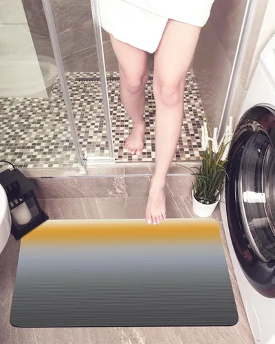 Vista 5 de Tapete de baño gris degradado para bañera, antideslizante, de secado rápido y absorbente, tierra de diatomeas, cocina, ducha, fregadero, lavable