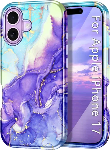 Vista 41 de Btscase Funda compatible con iPhone 17 de 6.3 pulgadas 2025, patrón de mármol 3 en 1, resistente a prueba de golpes, cuerpo completo, policarbonato