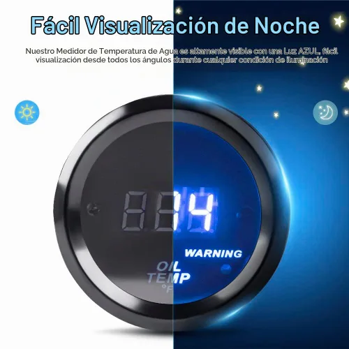 Vista 4 de WATERWICH Kit de medidor de temperatura de aceite 104-302℉ DC12V 2 pulgadas 52mm con sensor para barco, coche, camión, vehículo automotriz