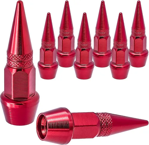 Vista 57 de 4 piezas de tapas de válvula de neumático con estilo púas, cubiertas de válvula de neumático universales de aleación de aluminio a prueba de polvo