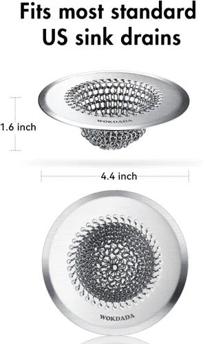Vista 7 de Wokdada Revolucionario colador de drenaje para fregadero de cocina y tapón de fregadero/malla de cadena reversible patentada, limpieza sin esfuerzo