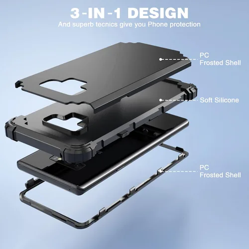Vista 8 de IDweel Funda para Galaxy Note 9, Note 9 azul para hombres, 3 en 1, a prueba de golpes, delgada, híbrida, resistente, protección de policarbonato