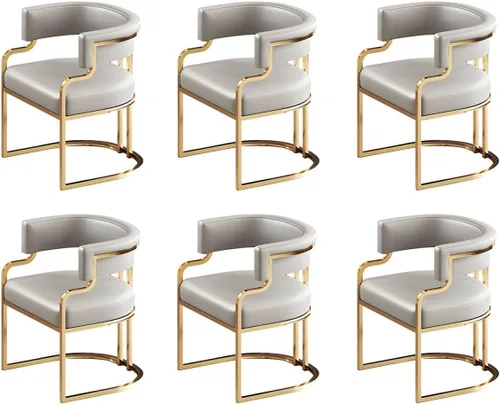Vista 24 de Sillas de comedor de cocina para interiores, silla lateral tapizada para el hogar, silla con brazo de respaldo bajo, silla de comedor con piel