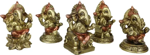 Vista 2 de Ebros Gift Estatuillas en miniatura de Ganesha Ganapati Dios Hindú de la Ilustración oriental en 12 estilos y poses Hinduismo con cabeza de elefante