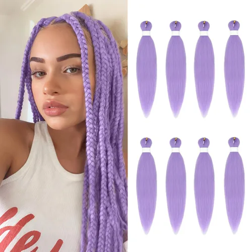 Vista 31 de 8 paquetes de extensiones preestiradas - 16 pulgadas de cabello trenzado premium, 55G/paquete, sin picazón, fijación en agua caliente, textura Perm
