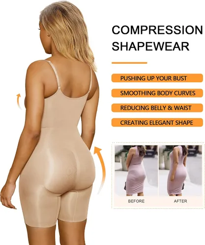 Vista 6 de SHAPERX Body para mujer con control de abdomen, sin costuras, esculpiente, moldeador, camiseta sin mangas