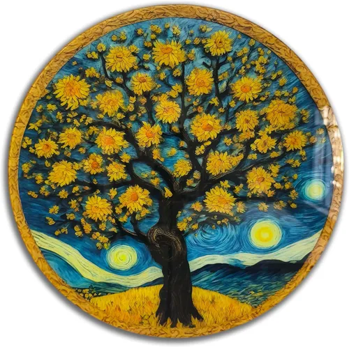 Vista 13 de Árbol de la vida, arte de pared de vidrio templado, pintura abstracta para pared, decoración del hogar, regalo de inauguración de la casa, colgantes