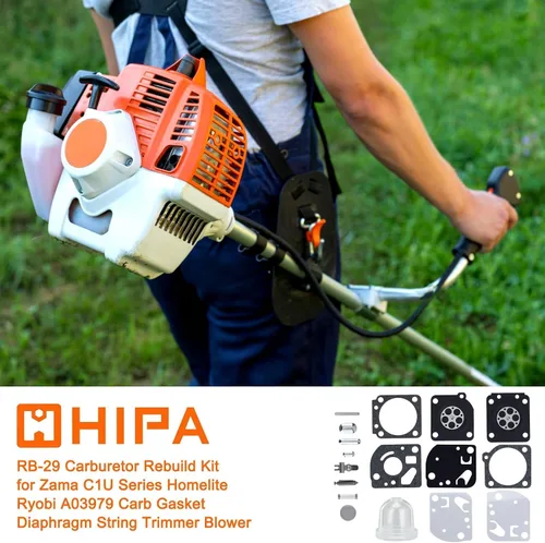 Vista 4 de HIPA RB-29 juego de repuestos para carburador, diafragma de juntas para podadora/sopladora ZAMA Ryobi Homelite