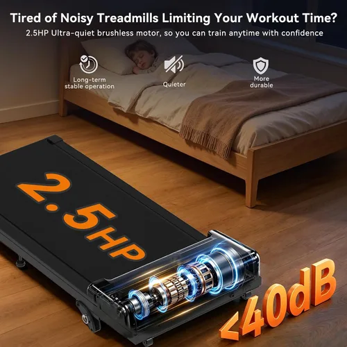 Vista 8 de Almohadilla plegable para caminar con 10% de inclinación/altavoz Bluetooth, cintas de correr de 2.5 HP para el hogar, caminadora portátil con barra