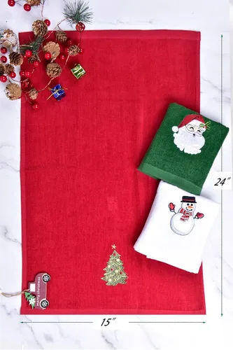 Vista 2 de Toallas de mano navideñas de gran tamaño para baño, 15 x 24 pulgadas, paquete de 3, toallas de cocina de algodón navideñas, juegos de toallas