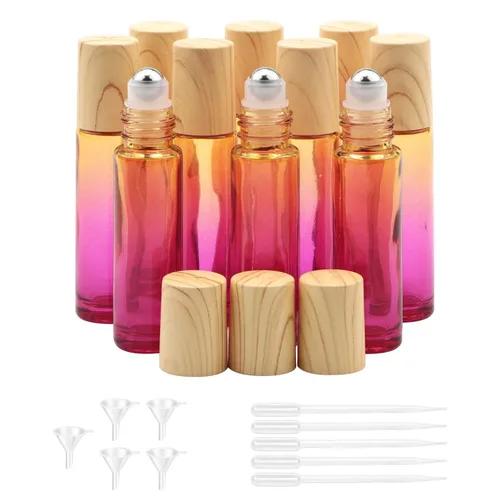 Vista 9 de Kesell Paquete de 10 botellas enrollables de aceite esencial con tapa de plástico de 0.3 fl oz (0.3 fl oz), botellas de rodillo de gradiente azul