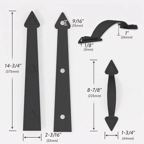 Vista 7 de Kit de accesorios decorativos magnéticos para puerta de garaje, 8 bisagras, 4 asas, acentos de carro para garaje de 2 autos, imanes fuertes
