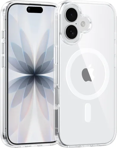 Vista 18 de Funda magnética para iPhone 13, compatible con MagSafe, protección de grado militar, parte trasera dura transparente y marco de TPU suave, funda