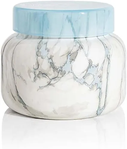 Vista 10 de Velas Capri Blue de Frasco de Mármol Moderno - Velas de Lujo para Aromatizar el Hogar - Mezcla de Cera de Soja de Larga Duración