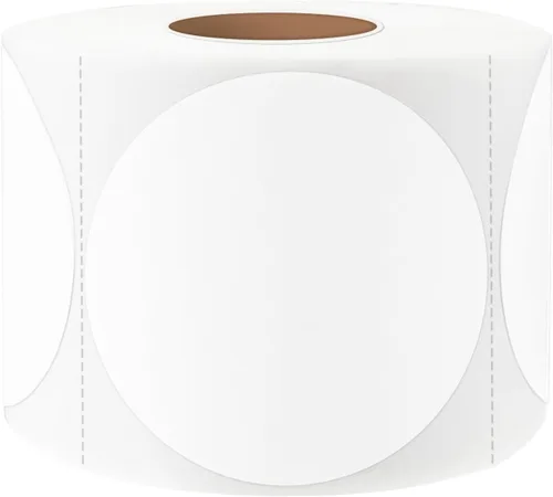 Vista 19 de Etiquetas adhesivas térmicas redondas azules de 2 pulgadas, etiquetas térmicas directas circulares autoadhesivas, etiquetas adhesivas multiusos